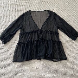 zara black blouse